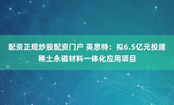 配资正规炒股配资门户 英思特：拟6.5亿元投建稀土永磁材料一体化应用项目